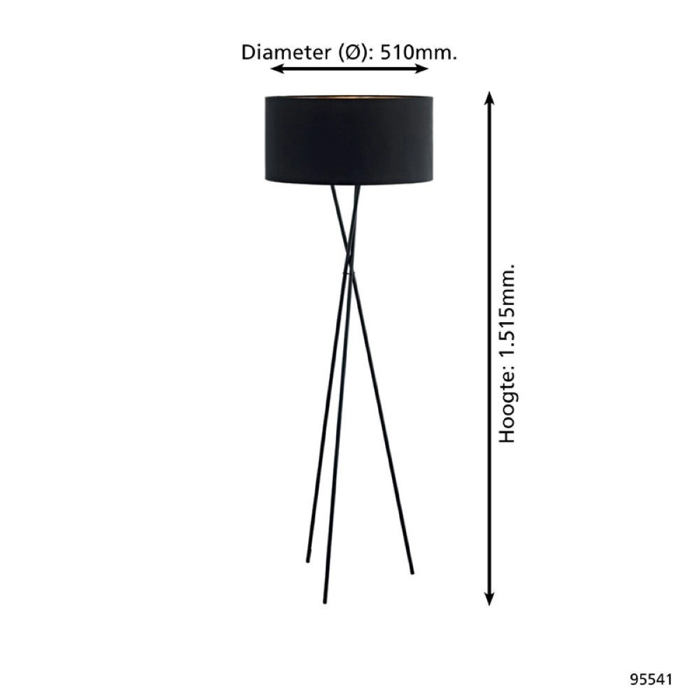 Lampadaire Fondachelli Trépied noir avec or Eglo 9002759955410