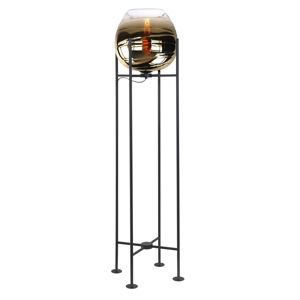 Lampadaire Fantasy noir avec verre brun 140cm Lampadaire Fantasy noir avec verre brun 140cm