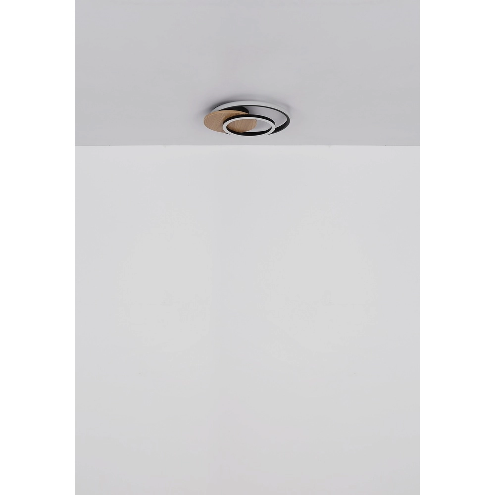 Lampe de plafond à design Julio noir avec bois Globo 9007371471386