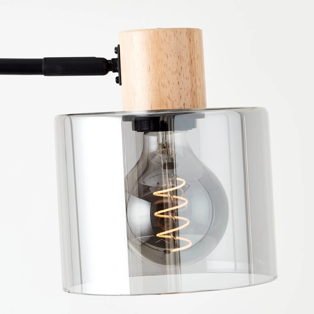 Lampe sur pied Weald noir avec du bois Brilliant 4004353419270