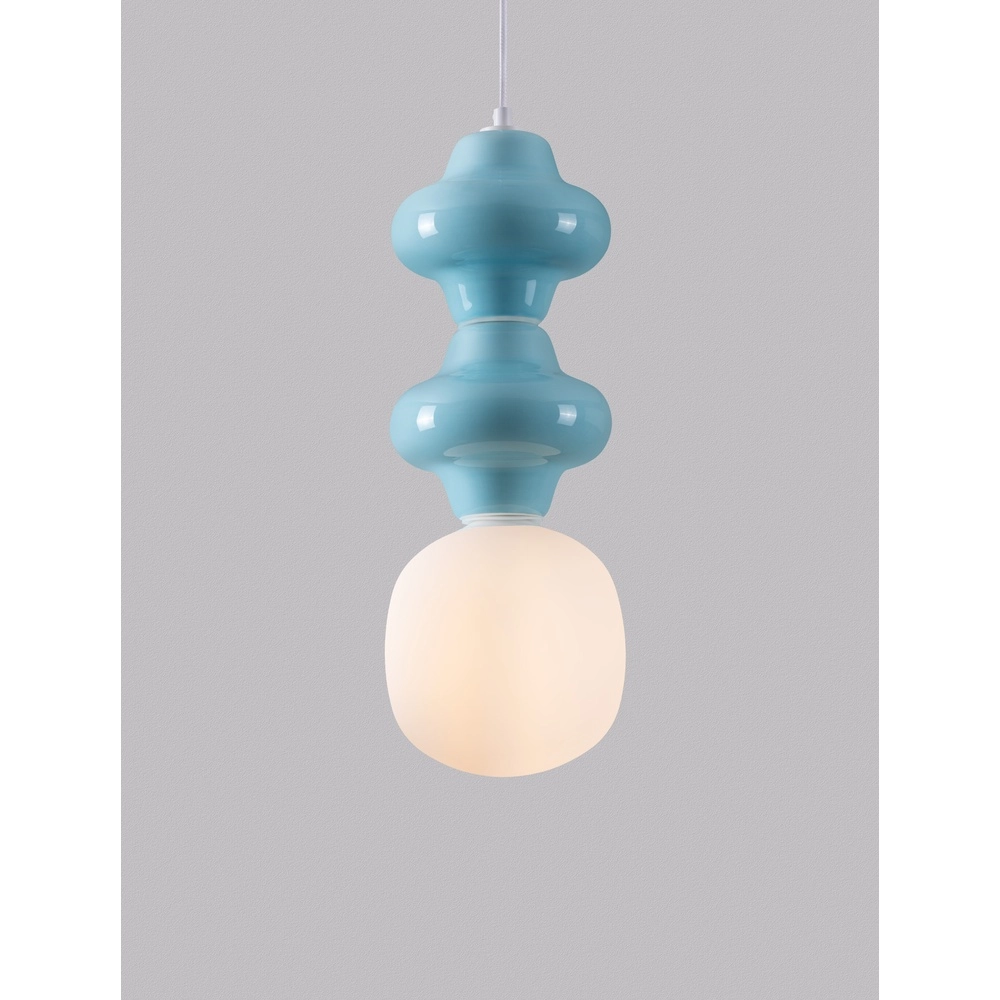 Suspension Clio M keremia bleu avec verre blanc