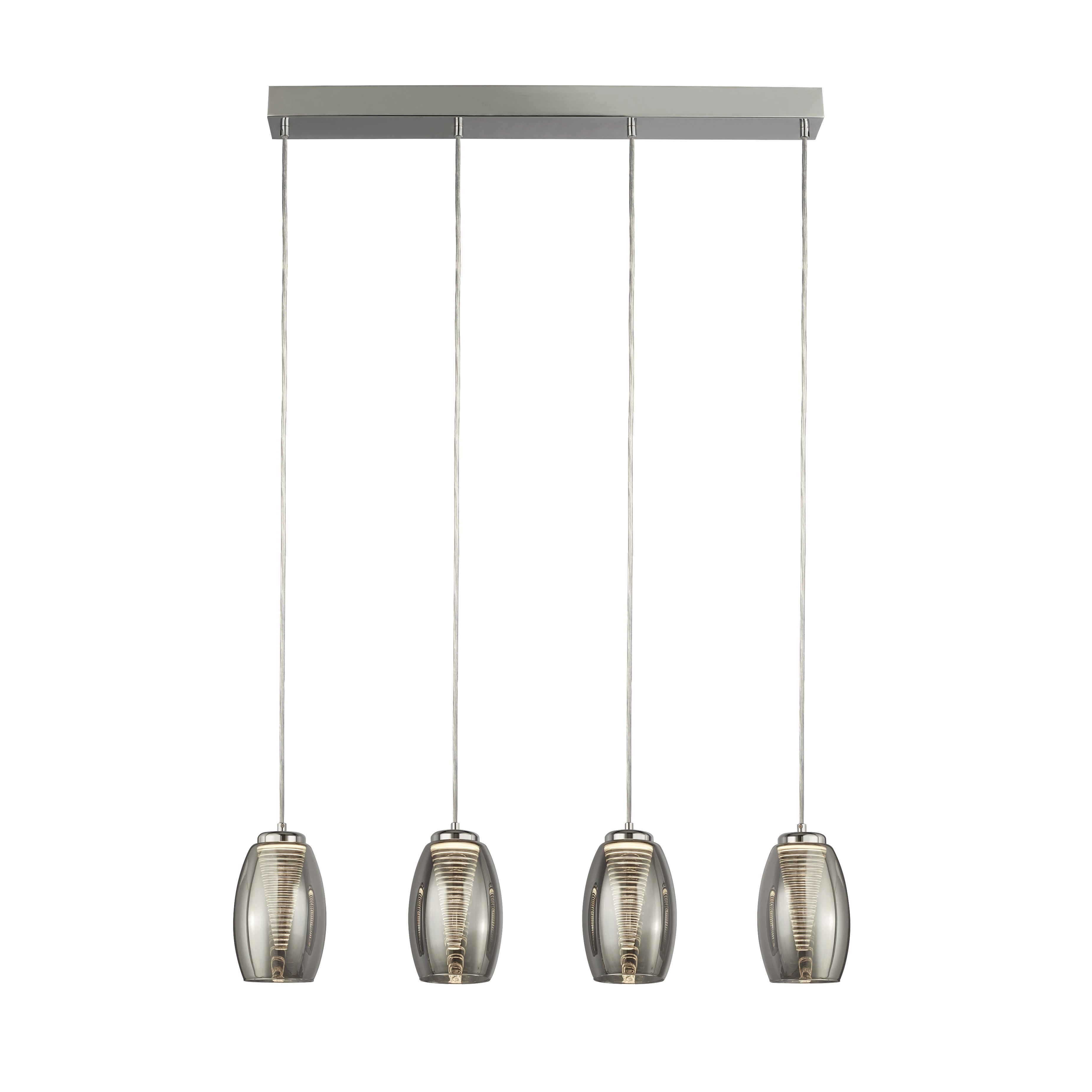 Suspension de salle à manger Cyclone chrome avec verre fumé Searchlight 5053423174525