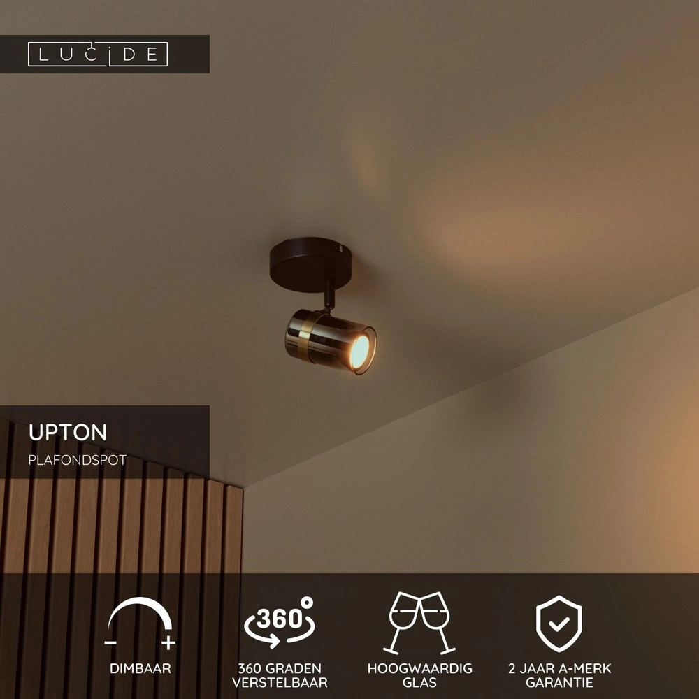 Projecteur de plafond Upton Noir simple Lucide 5411212570017