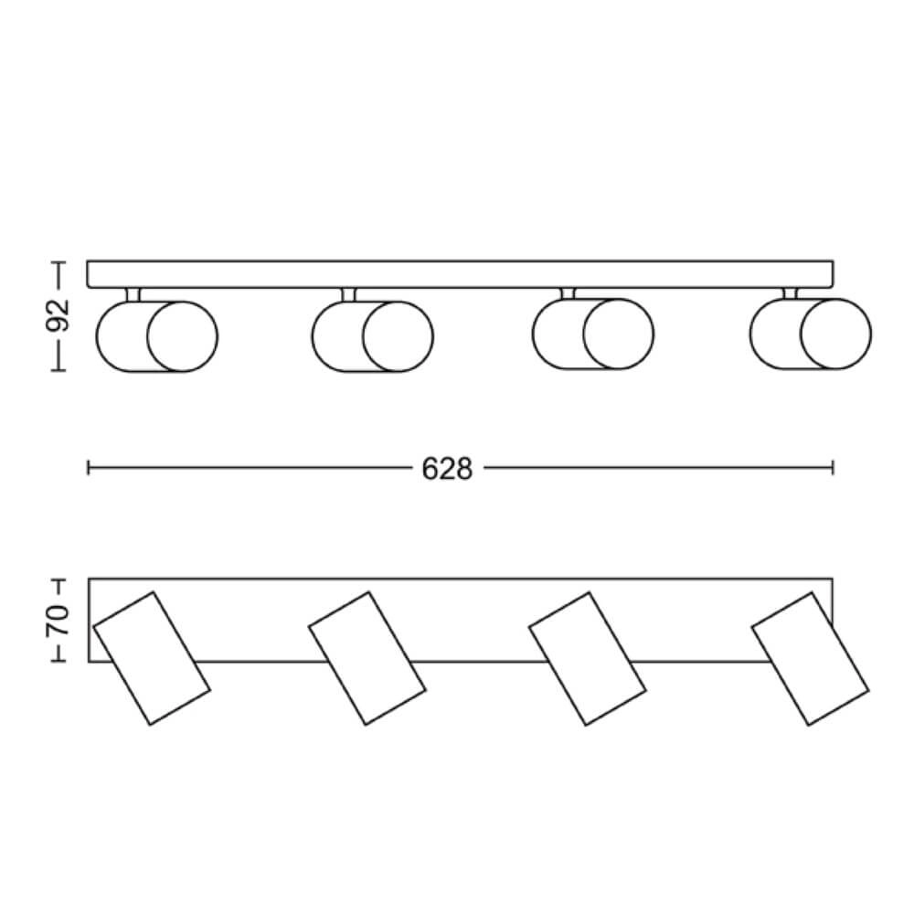 Spot de plafond blanc Kosipo 4 lumières Philips 8719514435278