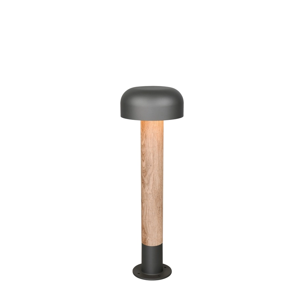 Lampe de jardin Fraser gris avec bois 54cm