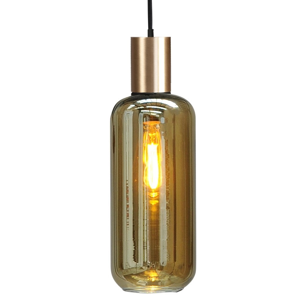Lampe suspendue noire Bounty or avec verre cylindrique Masterlight 8718121248424
