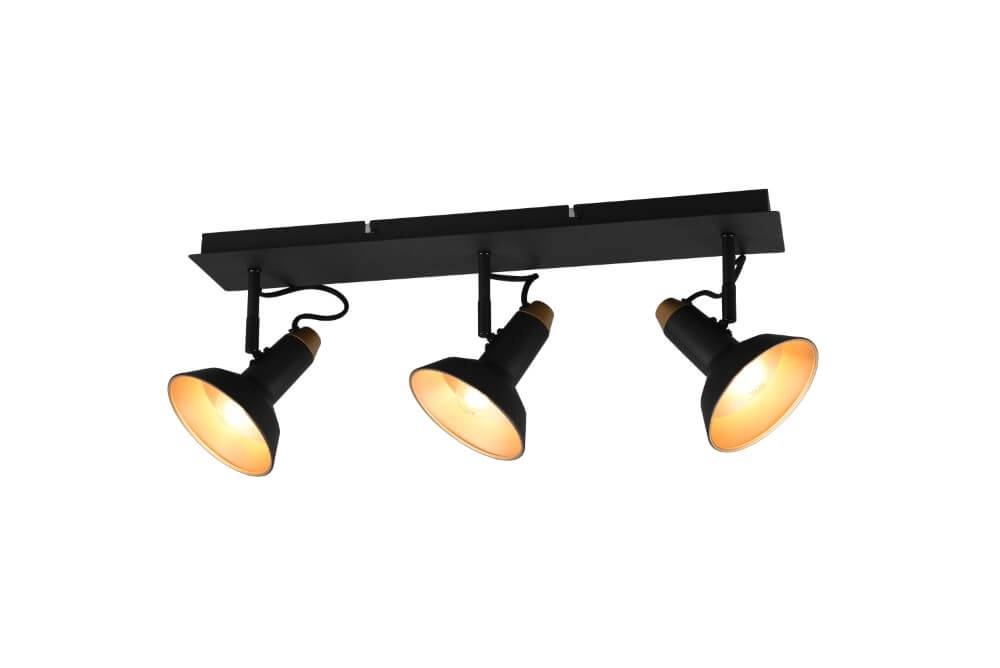 Spot de plafond rural Roxie 3 lumières noir