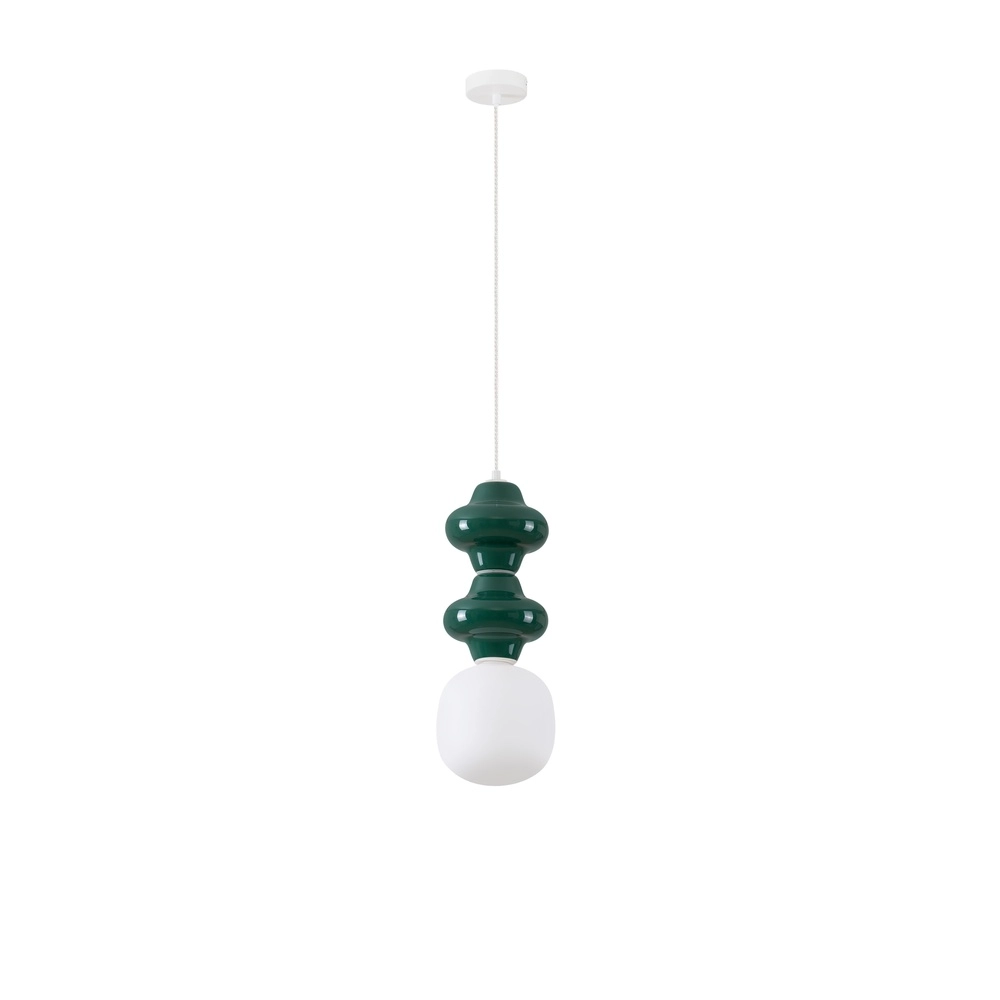 Suspension Clio M en céramique verte avec verre blanc Lyora 5212017461247