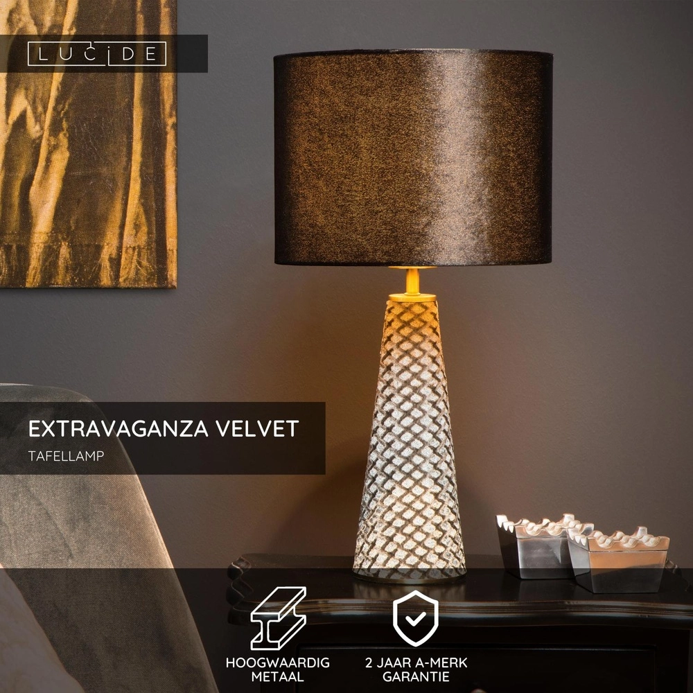 Lampe de table Extravaganza Velvet Noir Lucide 5411212105295