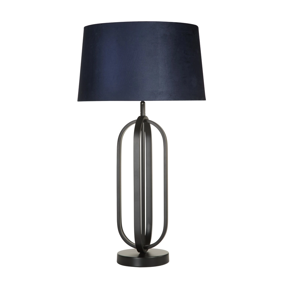 Lampe de table Chic noir avec capuche bleue