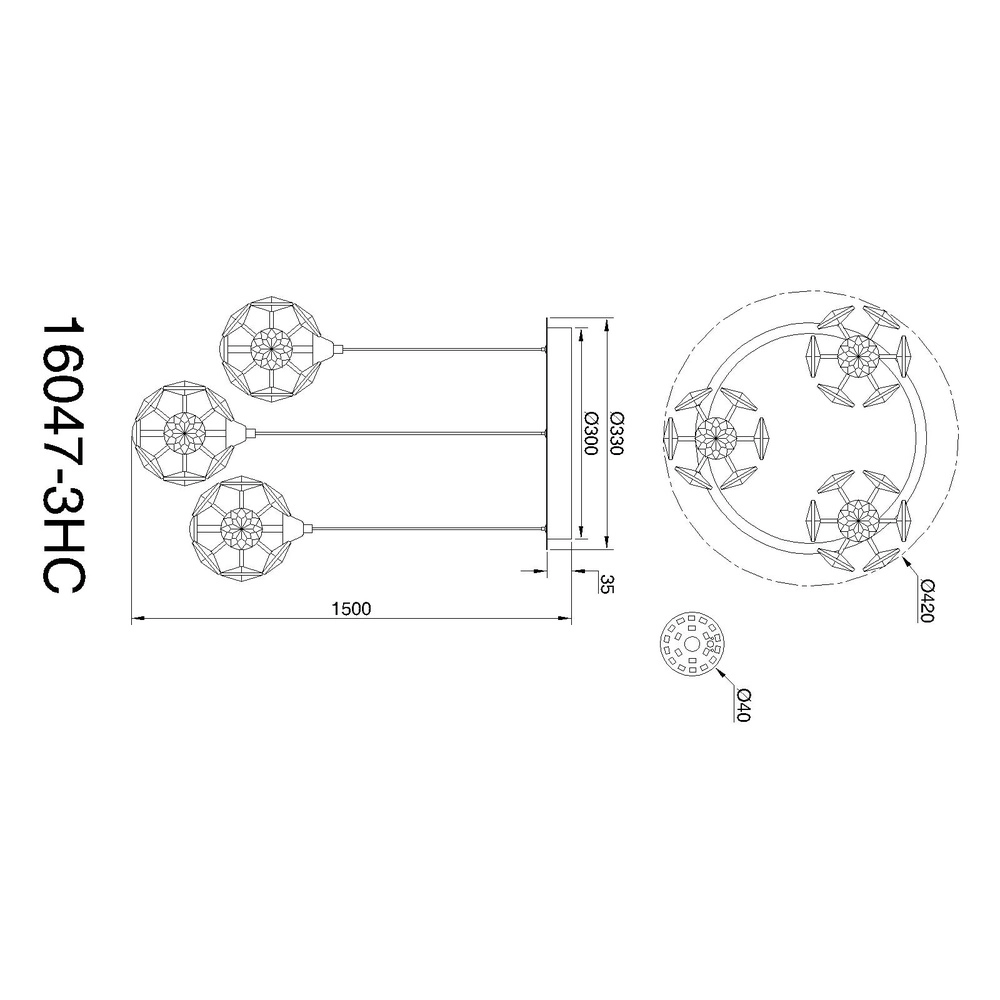 Lampe pendante à 3 lampes Virina Chrome Globo 9007371478255