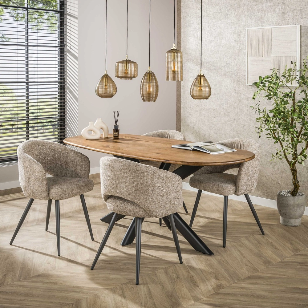 Lampe pendante de salle à manger Stripe 5 lumières - verre nervuré Lyora 8716803511118