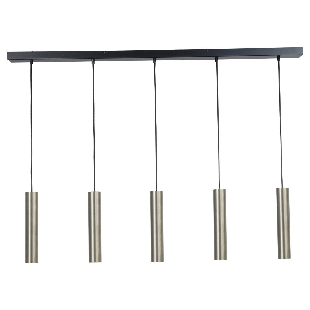 Lampe suspendue pour table à manger Run Cylindres en acier inoxydable à 5 lumières Lampe suspendue pour table à manger Run Cylindres en acier inoxydable à 5 lumières