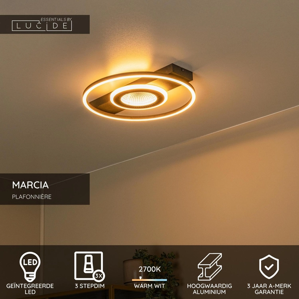 Lampe de plafond moderne Marcia Noir Lucide 5411212531179