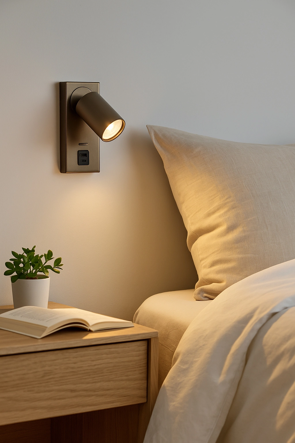 Lampe de chevet Moon 1 Bronze avec USB Lyora 5053423311760
