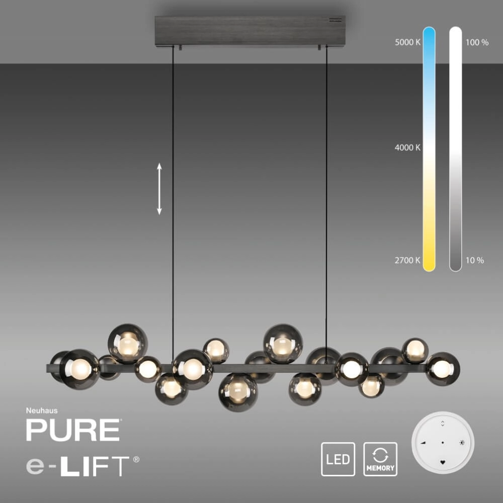 Lampe suspendue unique Pure E-Popup 18 gris clair Paul Neuhaus 4012248384411