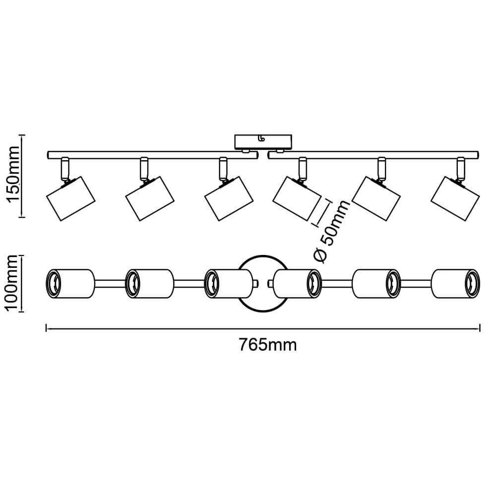 Plafonnier Kerry 6 lumières noir avec bois Brilliant 4004353409080