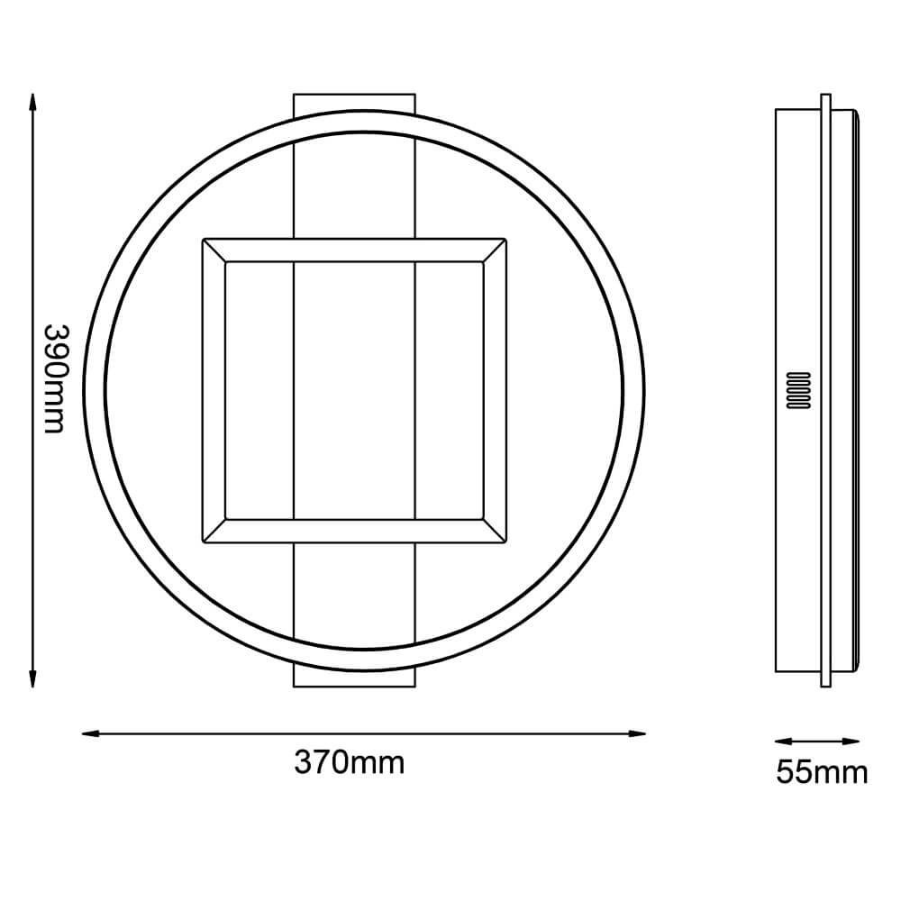 Plafonnier Maureen Ø 37cm avec carré noir avec bois Brilliant 4004353420092