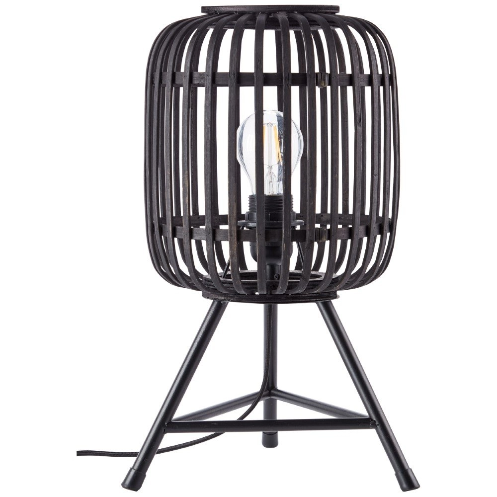 Lampe de table Woodrow Trépied bois noir
