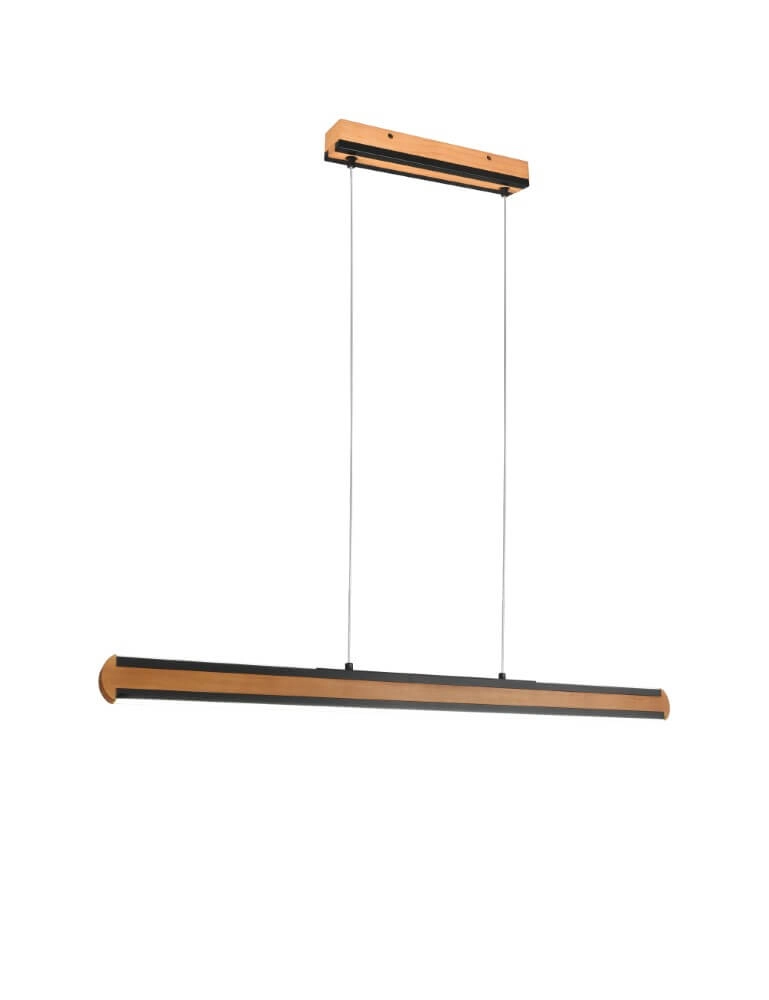 Lampe suspendue Deacon bois marron avec du noir Trio 4017807505474