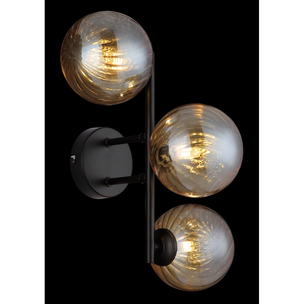 Lampe murale noire Conor avec verre ambré Globo 9007371515189