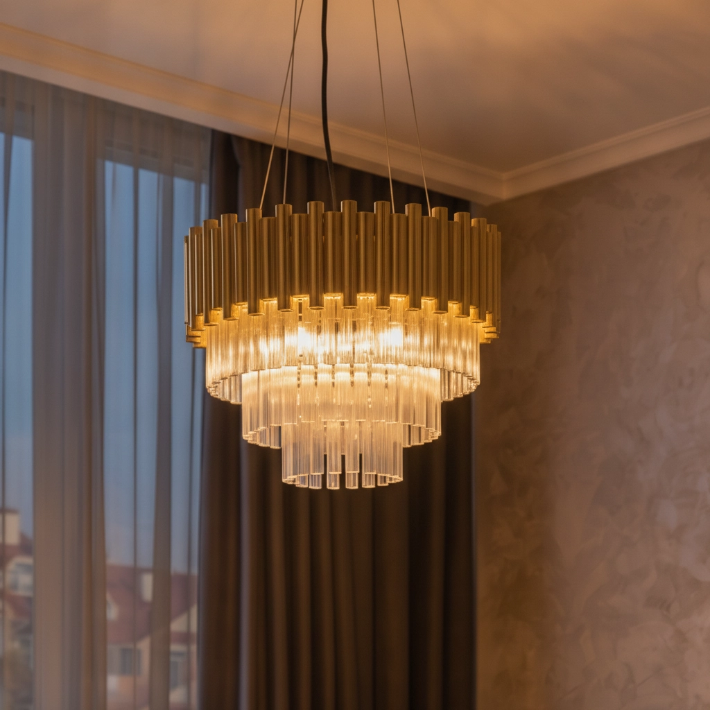 Suspension Magnolia or avec cristal Ø 39cm Lyora 5212017435019