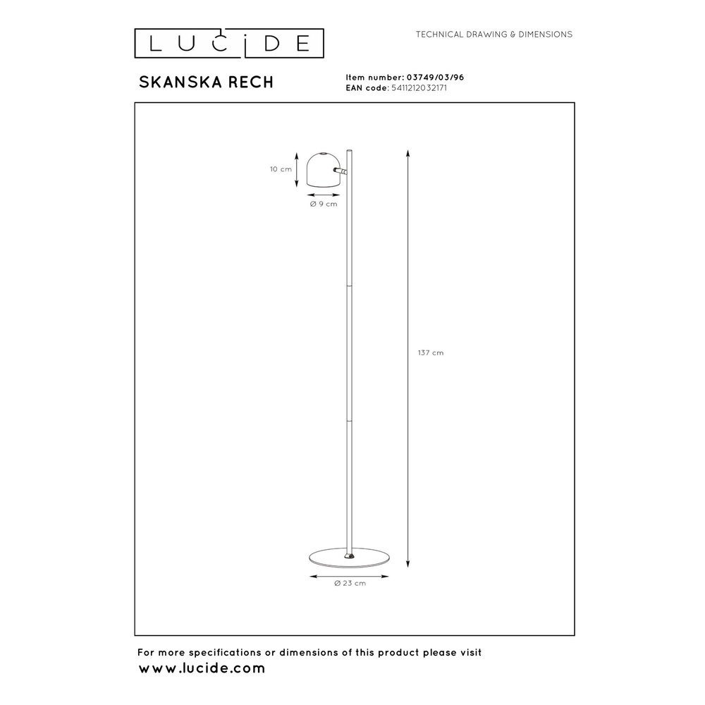 Lampe sur pied rechargeable Skanska Rech Café brun Lucide 5411212032171