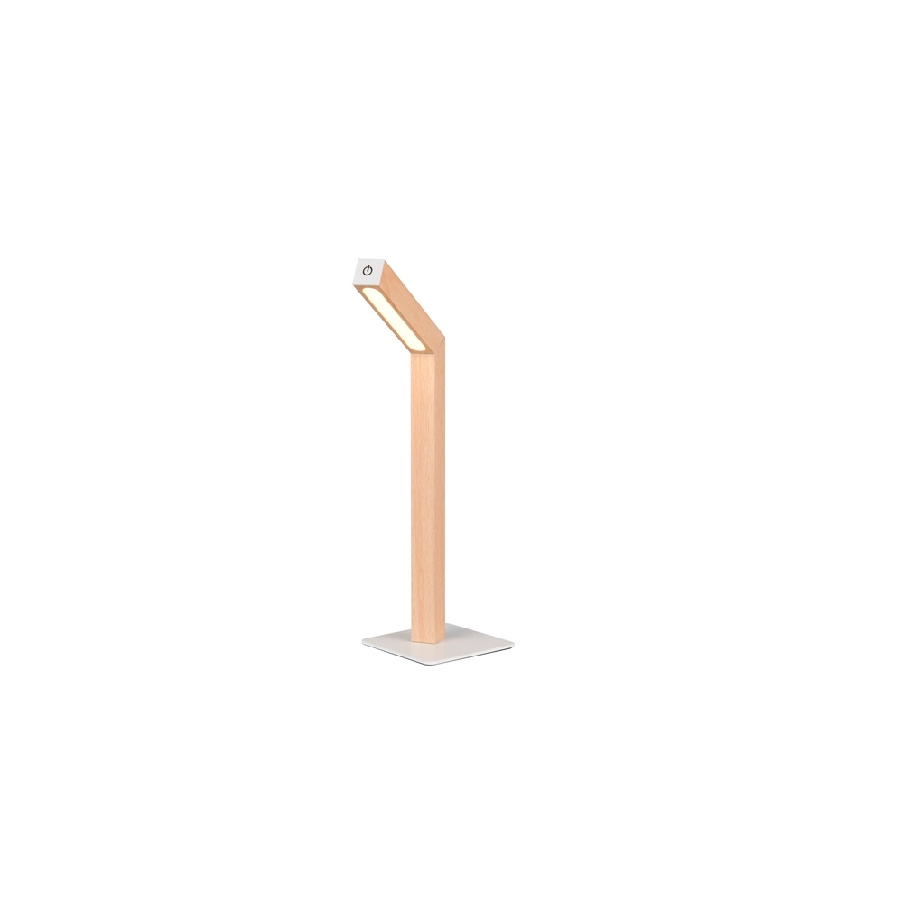 Lampe de table design Skip Rechargeable blanc avec bois Trio 4017807643503