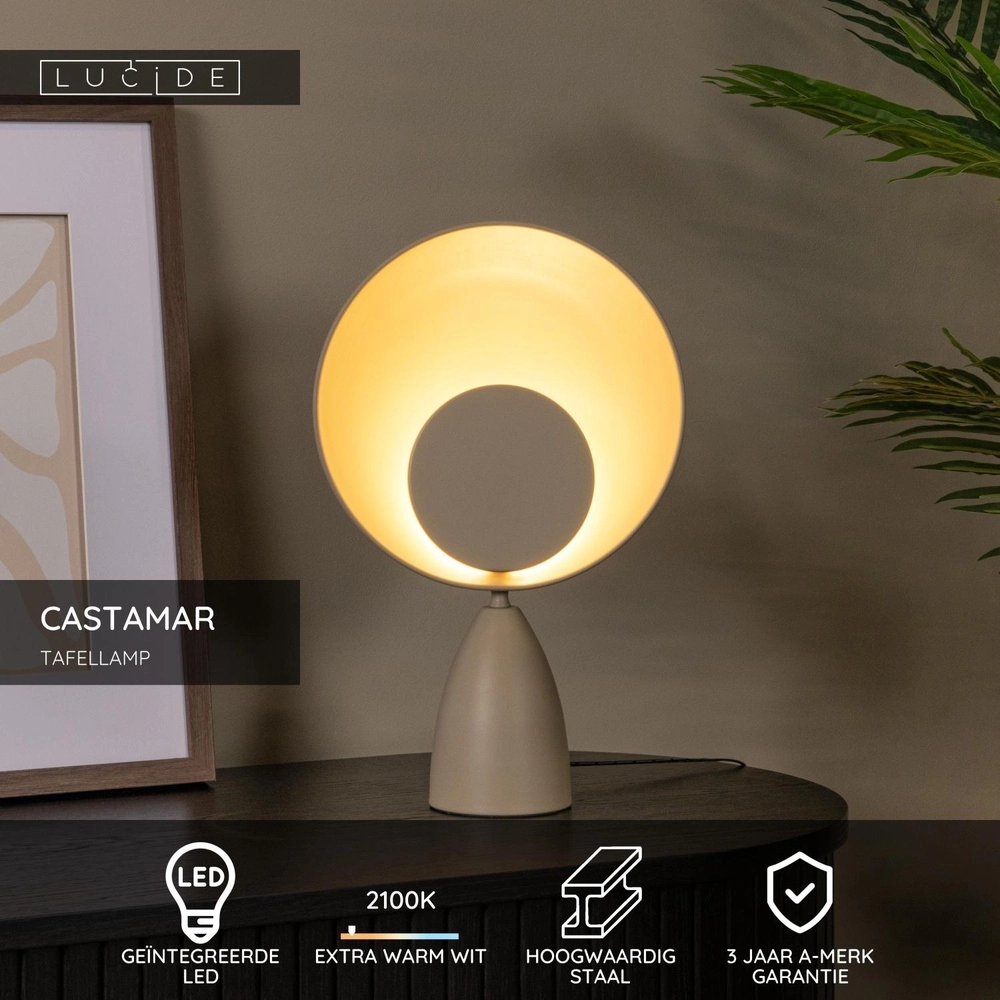 Lampe de table de conception Castamar Ø 25,5 cm brun sable Lucide 5411212345844