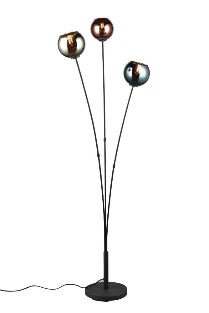 Lampe sur pied design Sheldon noir avec verre fumé Trio 4017807585261