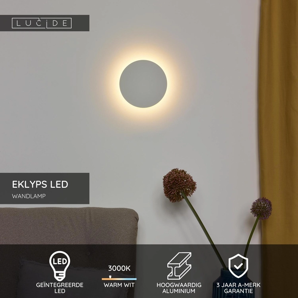 Lampe murale de conception Eklyps Led Ø 15 cm de blanc Lucide 5411212460257