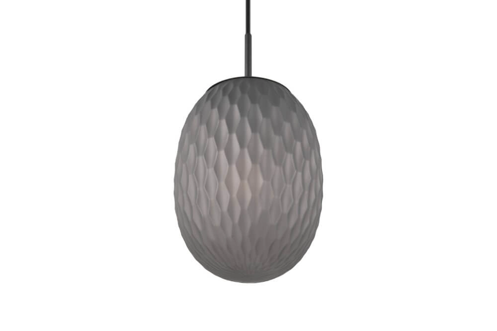 Lampe à suspension en verre Facette avec verre fumé nervuré Trio 4017807616828