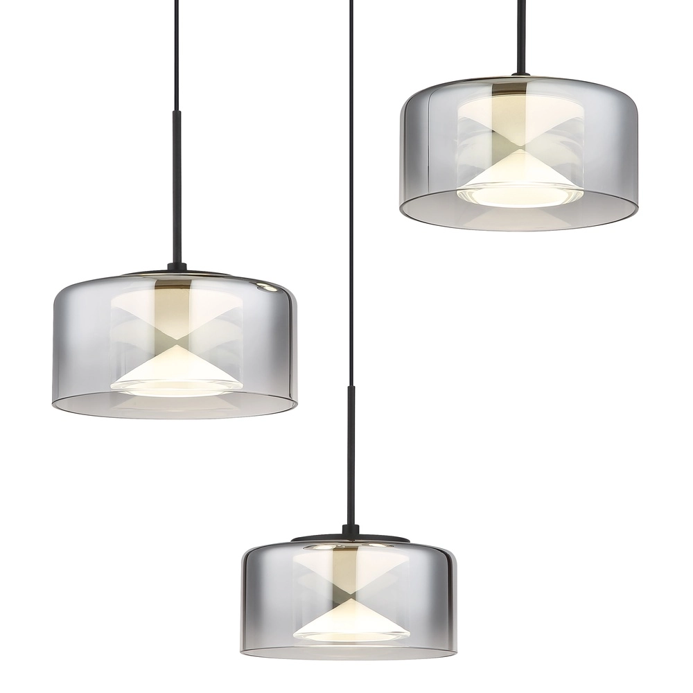 Lampe pendante de conception Belinda Noir à 3 lumières Globo 9007371531318