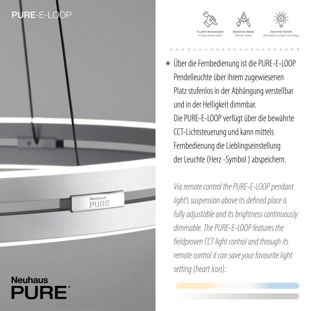 Lampe suspendue élégante Pure E-Loop aluminium Ø 70cm Paul Neuhaus 4012248372302