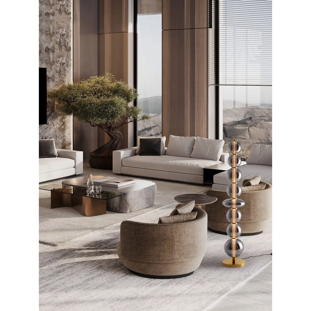 Lampadaire de conception Navi Or avec verre fumé Lyora 5212017477590