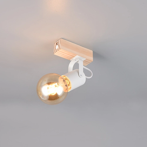 Lampe de plafond Lynar Blanc avec du bois