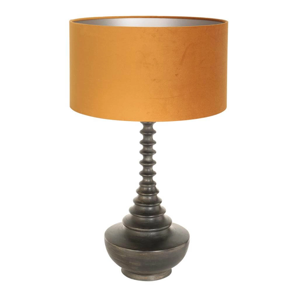 Lampe de table unique Bois avec capuche doré