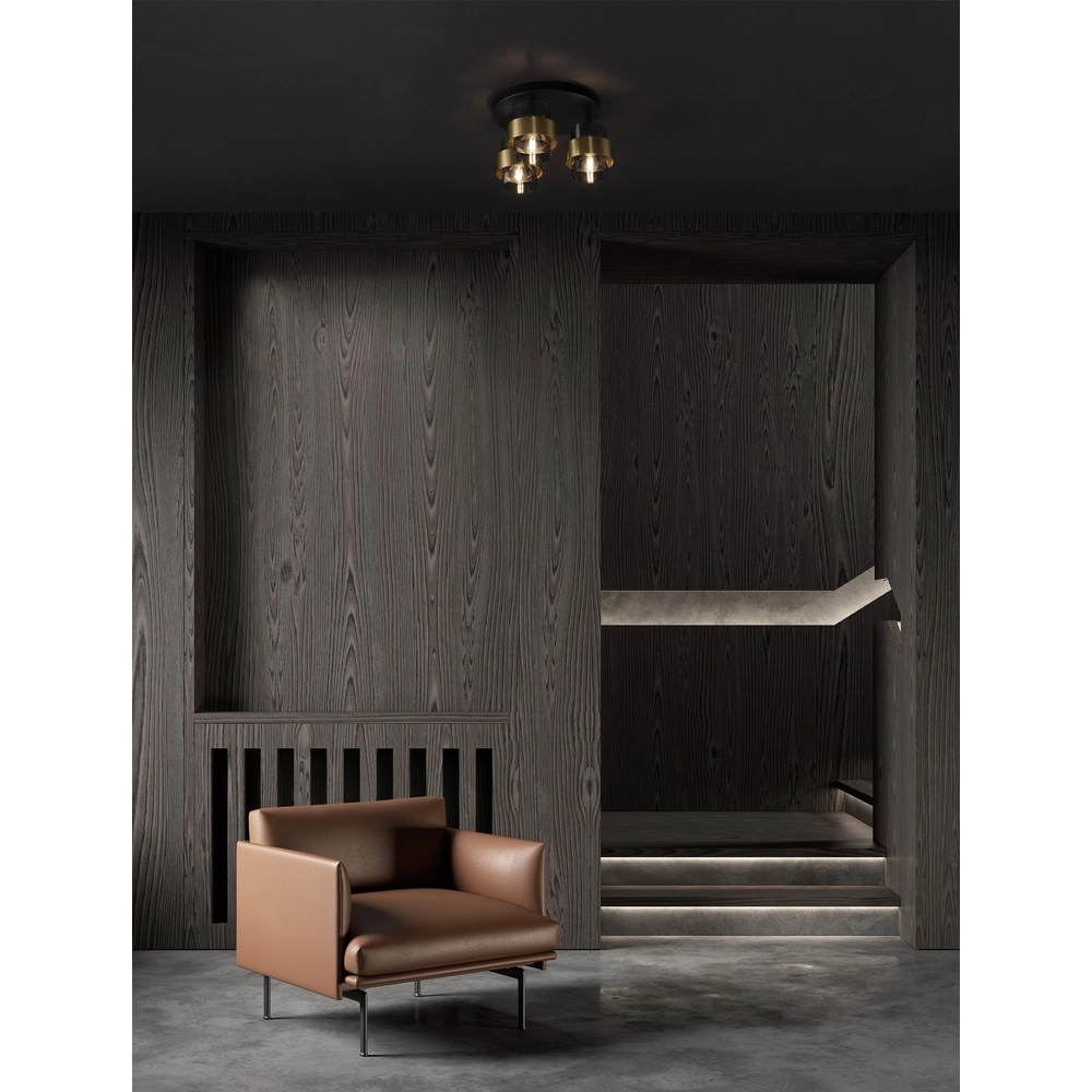 Plafonnier Sianna Ø 37cm noir avec or Lyora 5212017445452