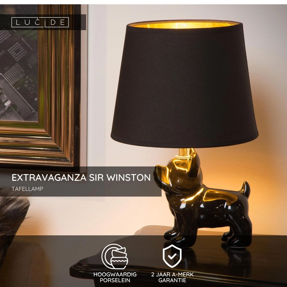 Lampe de table Extravaganza Sir Winston Noir de chien Lucide 5411212134103