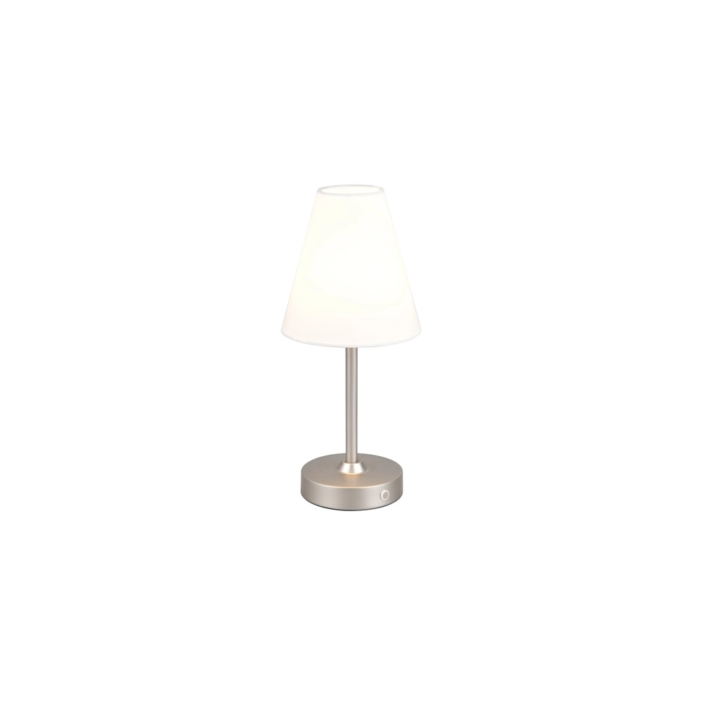 Lampe de table Kenny nickel avec capuchon blanc