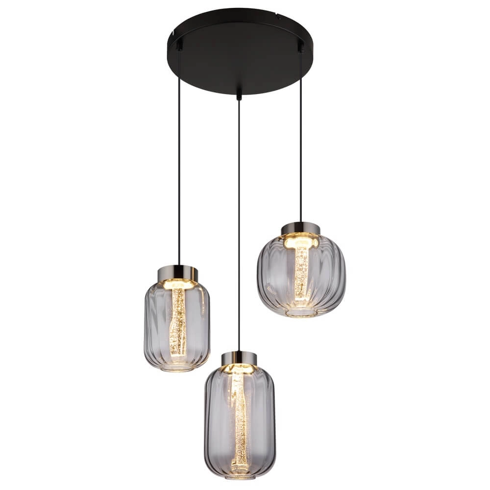 Suspension ronde Fluoro 3 lumières noir Suspension ronde Fluoro 3 lumières noir