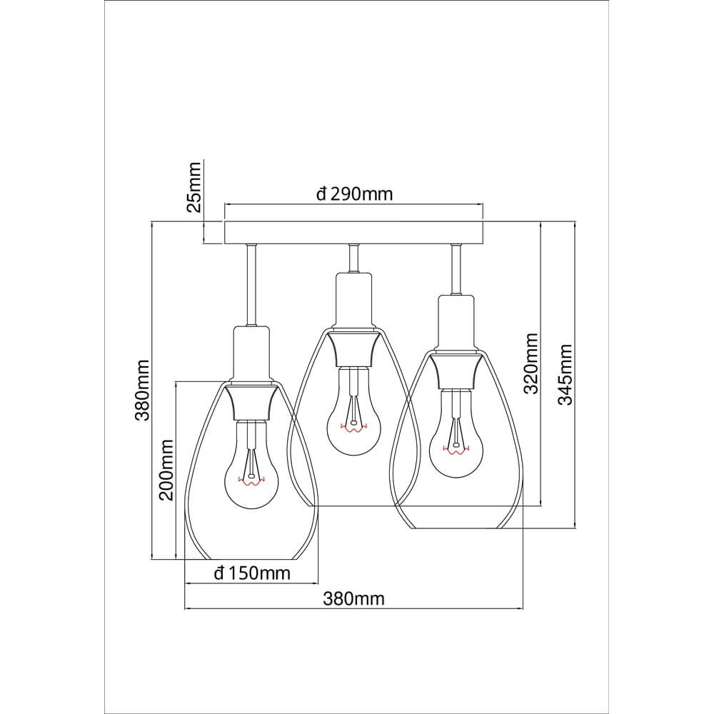 Plafonnier Fanni 3 lumières noir Globo 9007371442614