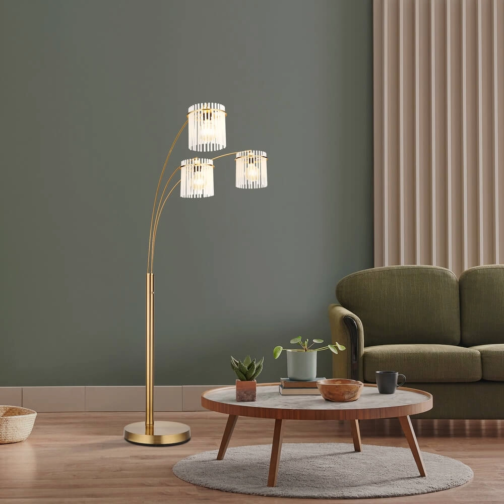 Lampadaire doré Gorley avec verre 3 lumières Globo 9007371481019