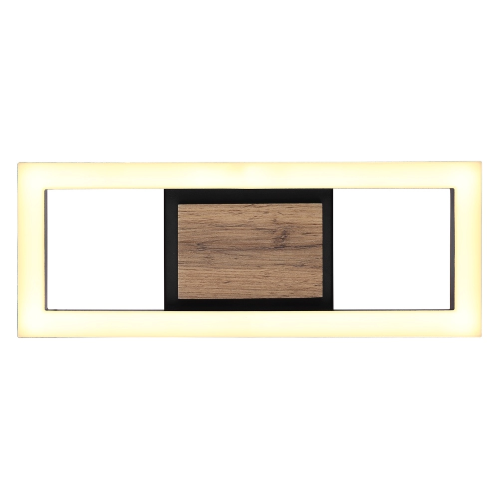 Lampe de plafond Beatrix Rectangle noir avec bois Globo 9007371454402
