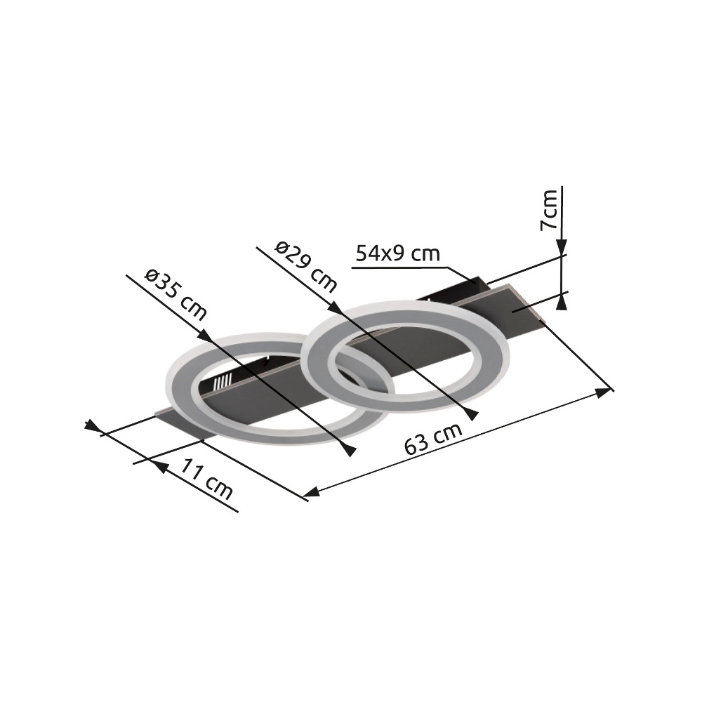 Lampe de plafond à design Jayden Anneaux anthracite 2 Globo 9007371453054