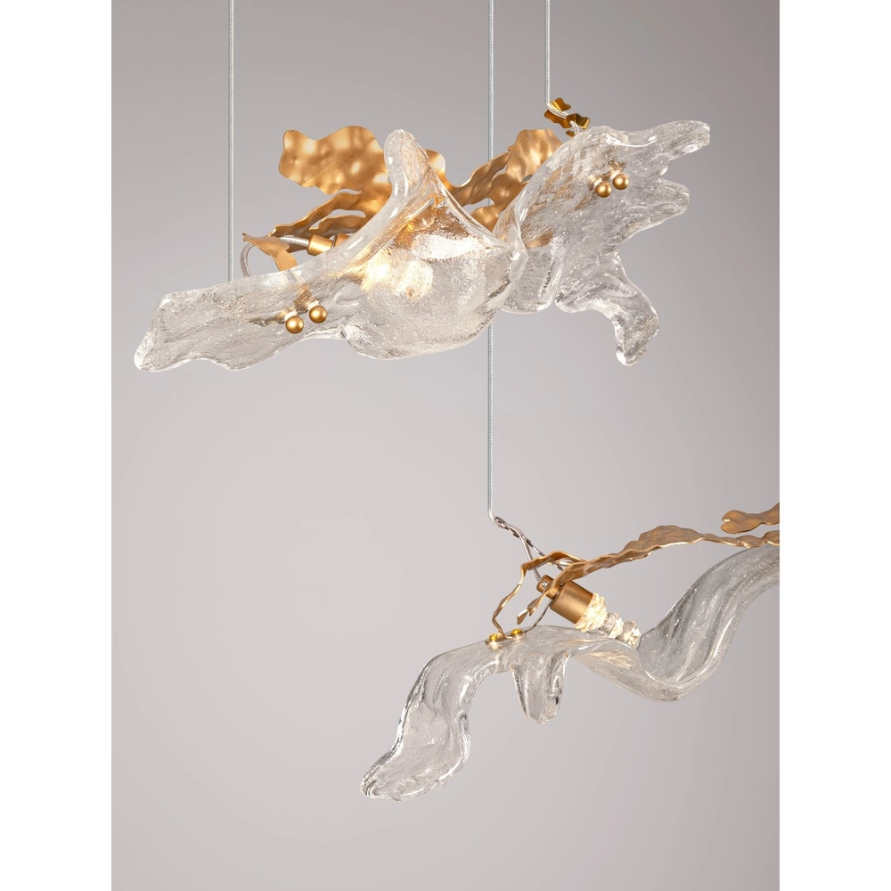 Lampe pendante dorée Avesa avec verre transparent 128 cm Lyora 5212063500426