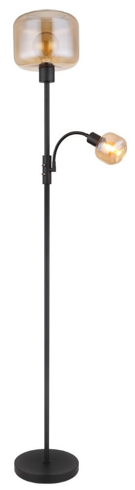 Lampadaire noir Giuseppe verre ambré Globo 9007371441228