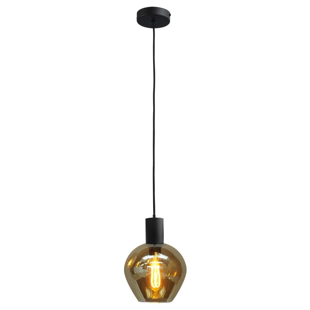 Lampe suspendue noire Bounty avec verre rond
