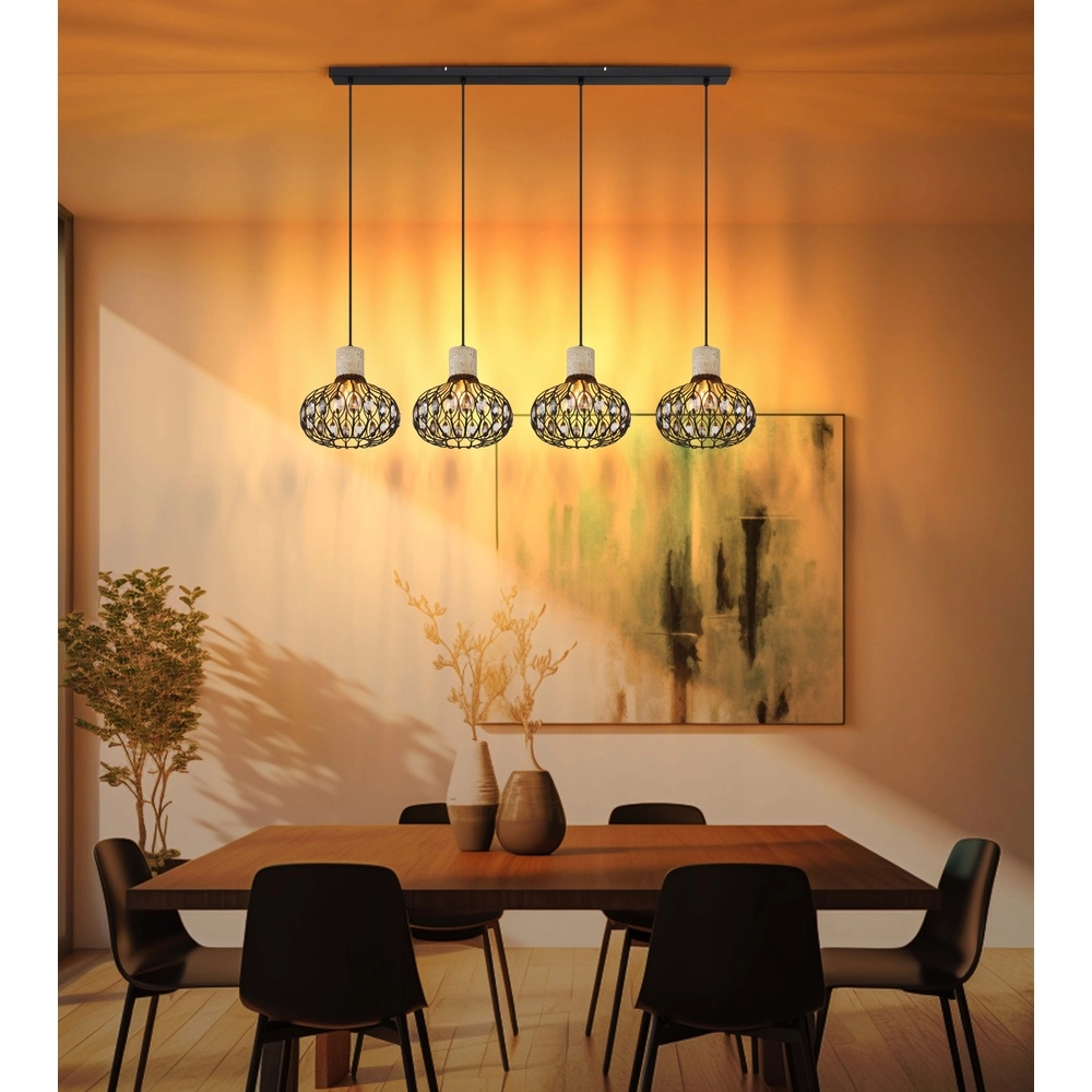 Lampe suspendue à 4 lumières Dorthy Country Black Globo 9007371572069