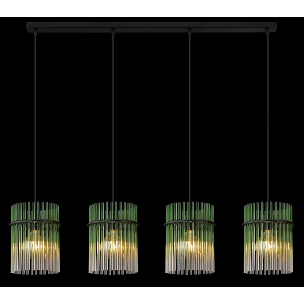 Suspension noire Gorley avec verre vert 4 lumières Globo 9007371465989
